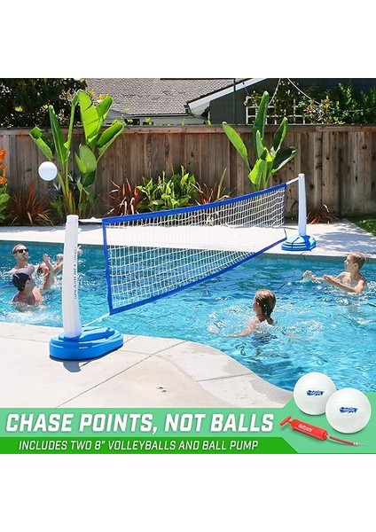 Splash Net Pro Havuz Voleybol Ağı - 2 Su Voleybolu Topu ve Pompa Dahil - Beyaz, Kırmızı Veya Mavi indirimleri