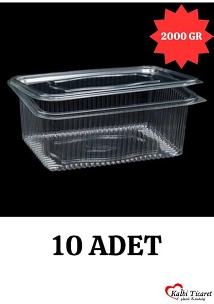 Ticaret Plastik Saklama Kabı 2000 gr 10 Adet Plastik Kapaklı Kase Sızdırmaz Kap Şeffaf Kullan At Kase fiyatları