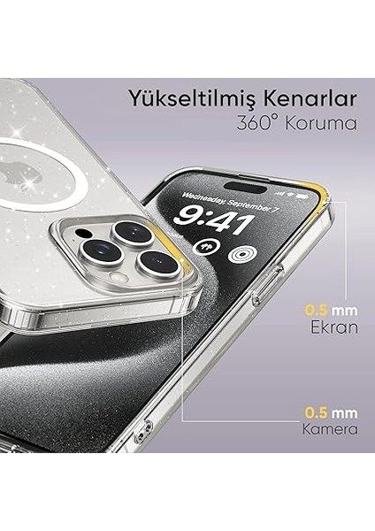 iPhone 15 Plus ve 14 Plus Için Magshine Serisi Magsafe ile Uyumlu Göz Alıcı ve Şık Simli Arka Tasarım Yüksek Kalite Materyal Premium Hybrid Kılıf Kapak (Şeffaf, 15 Plus / 14 Plus) fırsatları