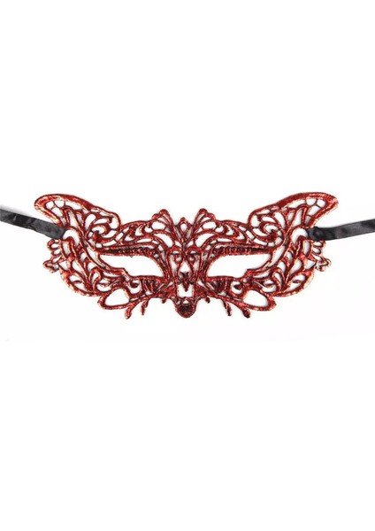 Buğz Kırmızı Dantel Masquerade Maskesi 9 No
