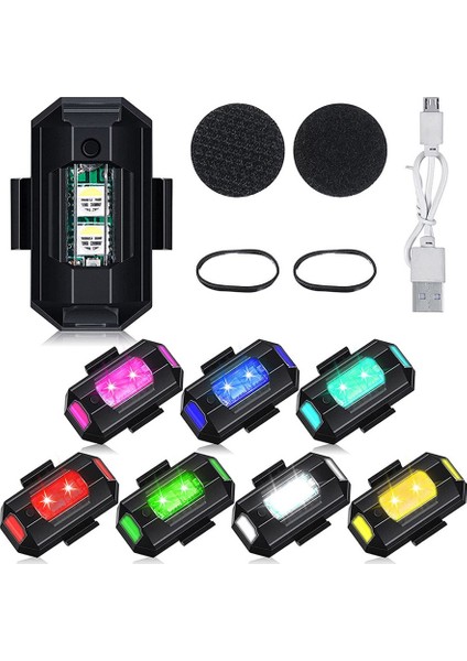 Mini LED Flash 7 Renk Rgb USB Şarjlı Araba Motosiklet Bisiklet Drone Uyumlu