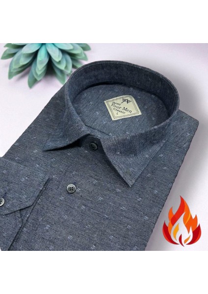 Klasik %100 Cotton Uzun Kollu Terletmeyen Kışlık Flanel Tek Cepli Gömlek (Regular Kalıp)