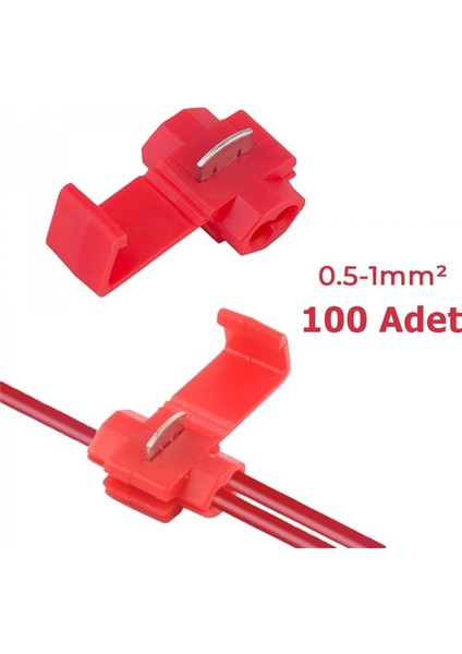 Hızlı Kablo Ekleme Aparatı Konnektör Klips Klemens Kırmızı 100 Adet
