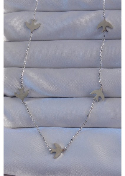 316L Çelik Gümüş Renk Kuş Model Kolye