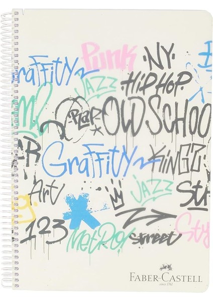 Grafiti Desenli Spiralli Defter, A4, 120 Yaprak, 70G Kağıt, Kareli, Dayanıklı Kapak, Kolay Açılan Spiral Cilt, Şık ve Kullanışlı Tasarım