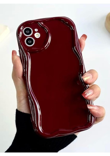 Aksesuar Iphone 11 ile Uyumlu Darbe Önleyici Dalgalı Bordo Antişok Silikon Kılıf