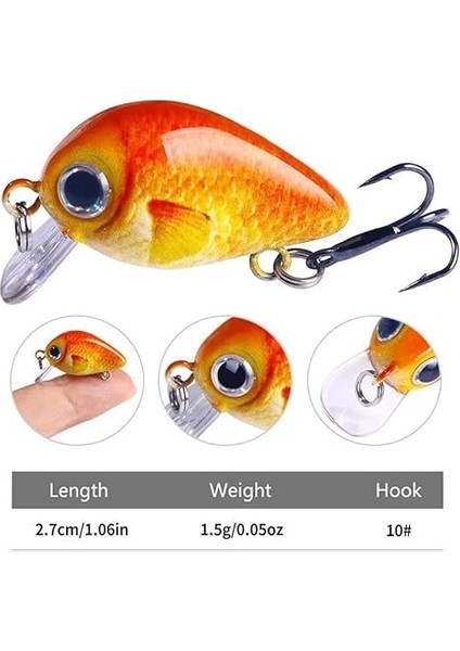 5 Adet Crankbait Lrf Balık Olta Yem Seti - Sesli Bilyalı - Kutulu - 2.7cm 1.5gr modelleri