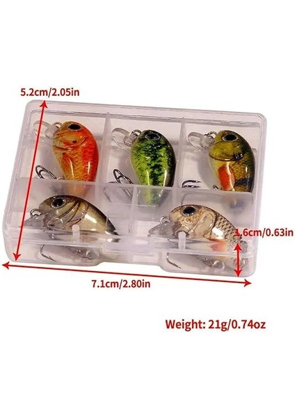 5 Adet Crankbait Lrf Balık Olta Yem Seti - Sesli Bilyalı - Kutulu - 2.7cm 1.5gr fırsatları