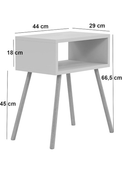 Ahşap Ayaklı Raflı Komodin - Antrasit Gri fiyatları