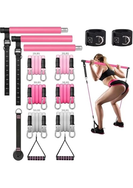 Full Vücut Pilates Bar Seti Egzersiz Çubuğu Ayarlanabilir Evde Onlarcak Farklı Spor Jimnastik Olanağı Kapı Askılı Çantalı indirimleri