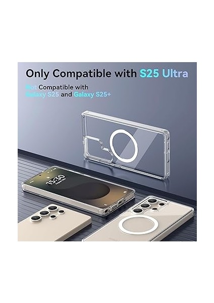 Samsung Galaxy S25 Ultra Için Elmas Şeffaf Tasarımlı Kılıf - Magsafe ile Uyumlu, Darbeye Dayanıklı Askeri Sınıf Koruma, Asla Sararma Ince Kılıf, 10 Ft Düşme Testi, Şeffaf fiyatları