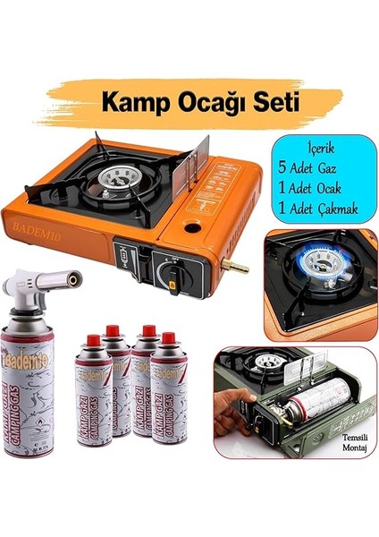 Taşınabilir Kamp Ocağı Tek Gözlü (5 Adet) Gaz Kartuşlu Tüp Uyumlu Bağlantı Gezi Piknik Ocak indirimleri
