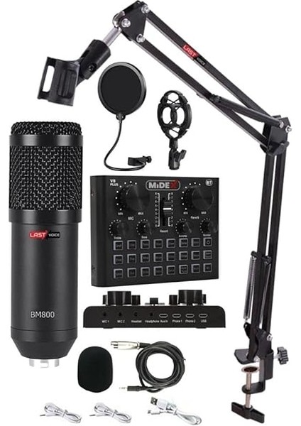 BM800 Live Set Efektli Ses Kartı Mikrofon Stand Kayıt Canlı Yayın Seti (Pc ve Telefon) fiyatları