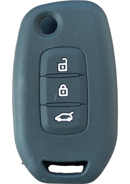 Renault Fluence Megane 3 Sustalı Anahtar Uyumlu Silikon Oto Anahtar Kumanda Kabı Kılıf Siyah