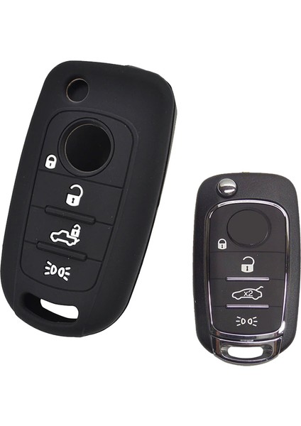 Fiat Egea Cronos 500X Toro Dodge Neon Uyumlu Silikon Oto Anahtar Kumanda Kabı Kılıf Siyah