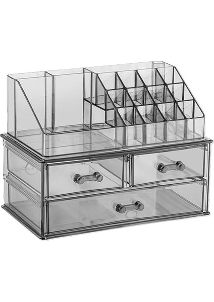 Çekmeceli Şeffaf Makyaj Organizeri Set Takı Kutusu Düzenleyici (Şeffaf 3 Çekmeceli) fırsatları