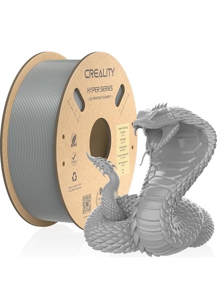 Resmi 3D Yazıcı Filamenti, Hyper Pla Yüksek Hızlı Filament, 1,75 mm 3D Baskı Filamenti, Yüksek Hızlı Baskı Için, Ölçü Hassasiyeti +/-0,02 Mm, 1 Kg/makara - Gri