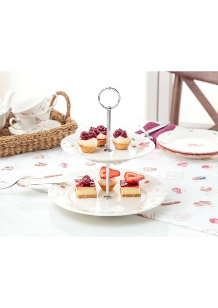 Coco Kiraz Desenli 2 Katlı Kek Standı