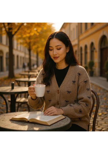 Fiyonk Desenli Çelik Örme Triko V Yaka Hırka fiyatları