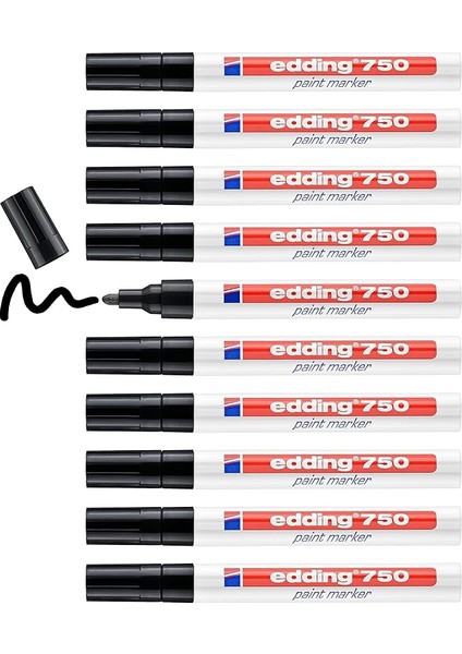 750 Tam Örtücü Boya Kalemi, Siyah, 10'lu Kutu