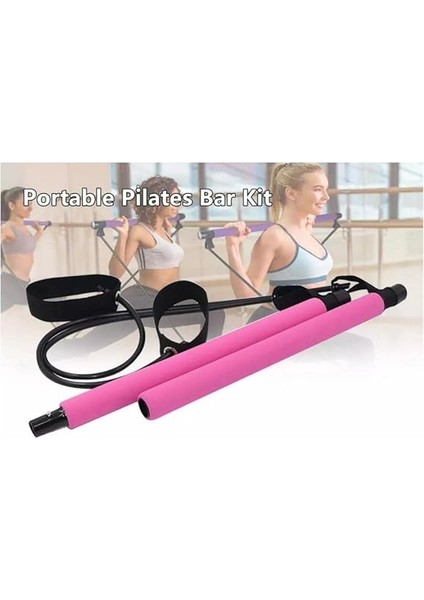 Direnç Bantlı Taşınabilir Pilates Bar Kiti - Kadınlar Için Evde Egzersiz Ekipmanları - Yoga Barı ve Pilates Bandı ile Ev Spor Salonunda Tam Vücut Egzersizi fırsatları