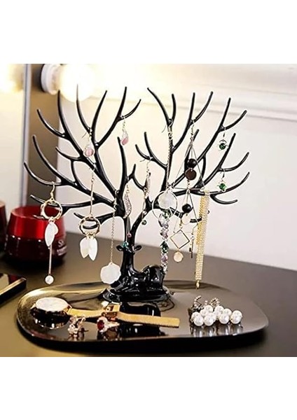 Geyik Tasarımlı Takı Standı, Yüzük, Küpe, Kolye Askılığı, Şık Mücevher Organizer, Estetik ve Dayanıklı Tasarım (Siyah) fiyatları