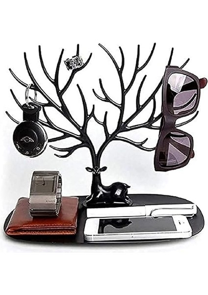 Geyik Tasarımlı Takı Standı, Yüzük, Küpe, Kolye Askılığı, Şık Mücevher Organizer, Estetik ve Dayanıklı Tasarım (Siyah) modelleri