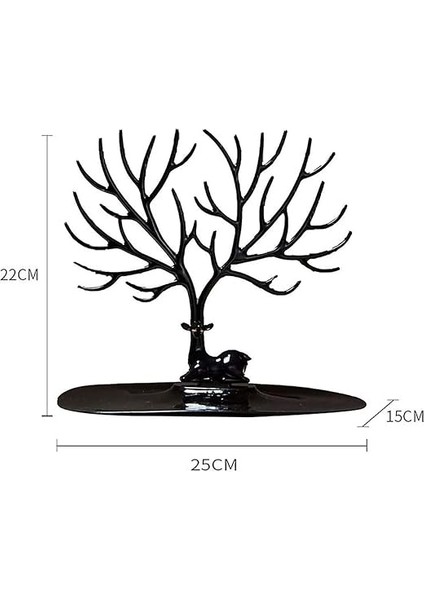 Geyik Tasarımlı Takı Standı, Yüzük, Küpe, Kolye Askılığı, Şık Mücevher Organizer, Estetik ve Dayanıklı Tasarım (Siyah) fırsatları