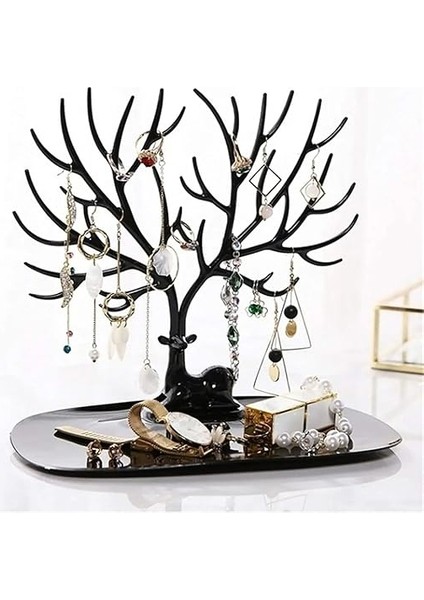 Geyik Tasarımlı Takı Standı, Yüzük, Küpe, Kolye Askılığı, Şık Mücevher Organizer, Estetik ve Dayanıklı Tasarım (Siyah) indirimleri