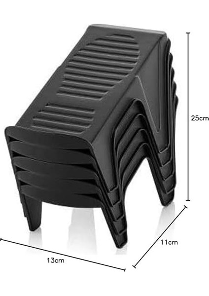 Dolap Içi Dışı Ayakkabı Düzenleyici Plastik Rampa Terlik Ekstra Saklama Istifleme Organizeri Siyah (5) indirimleri