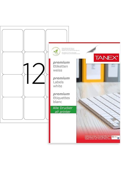 TW-2012 Lazer Postalama, Davetiye, Kargo Işleri Için Her Pakette 100 Sayfa Etiket, Beyaz