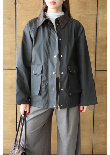 Kadın Süet Yaka Çıtçıtlı Mumlu Ceket modelleri