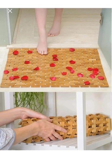 Bambu Banyo Paspası - Kaymaz Taban - Duş Paspası 40 x 60 cm fırsatları