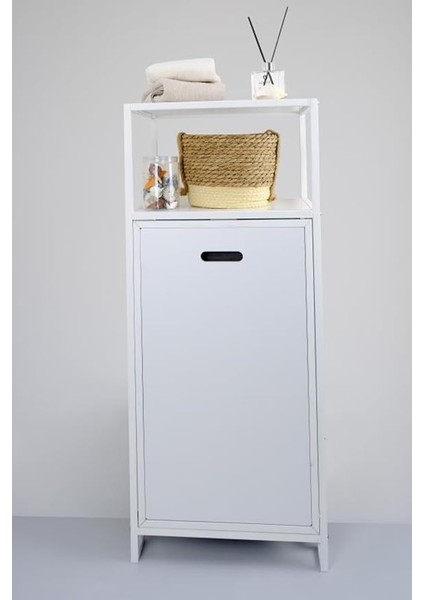 Metal Kirli Sepetli 2 Raflı Çok Amaçlı Banyo Düzenleyici Raf Organizer Beyaz – MRS-007 C1-1-369 fırsatları