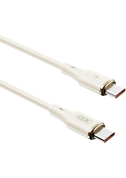 Simple Is Beauty 60W Hızlı Şarj Kablosu Type-C | NB-Q261 | 1 Metre | Veri Transferi | Silikon Tasarım, Kırılmaya Karşı Dayanıklı Kablo, Krem