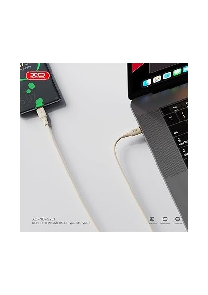 Simple Is Beauty 60W Hızlı Şarj Kablosu Type-C | NB-Q261 | 1 Metre | Veri Transferi | Silikon Tasarım, Kırılmaya Karşı Dayanıklı Kablo, Krem fiyatları