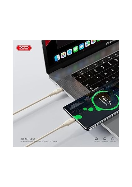 Simple Is Beauty 60W Hızlı Şarj Kablosu Type-C | NB-Q261 | 1 Metre | Veri Transferi | Silikon Tasarım, Kırılmaya Karşı Dayanıklı Kablo, Krem modelleri