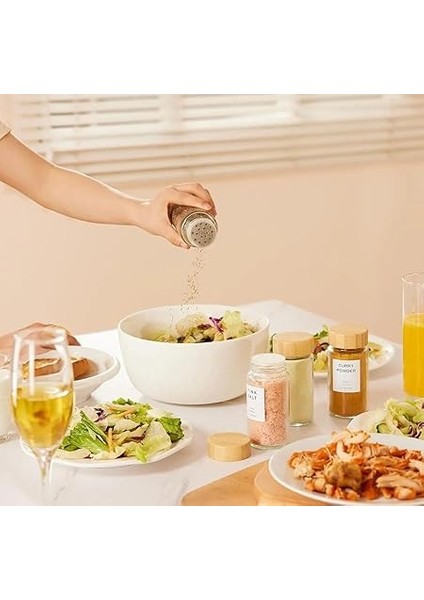 2'li Cam Tuzluk ve Karabiberlik Seti Bambu Kapaklı Şık Baharatlık Takımı fiyatları