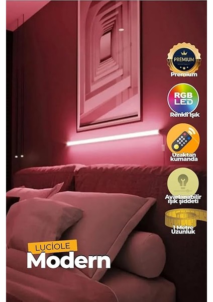 LED Abajur Aplik Gece Lambası Rgb Lambader 16 Renkli Uzaktan Kumandalı Işık 4 Animasyonlu modelleri