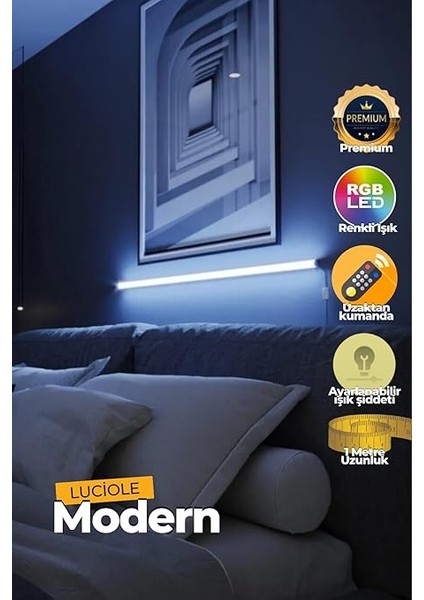 LED Abajur Aplik Gece Lambası Rgb Lambader 16 Renkli Uzaktan Kumandalı Işık 4 Animasyonlu indirimleri