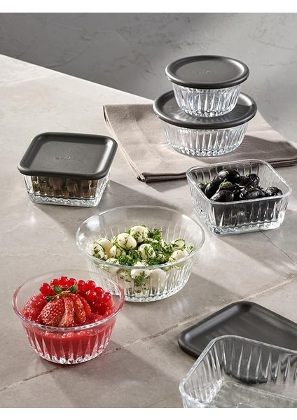 Altılı Plastik Gri Kapaklı Frezya Saklama Kabı 175 cc modelleri