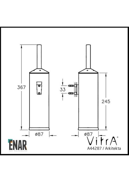 Arkitekta A44287 Tuvalet Fırçalığı Duvardan Parlak Paslanmaz Çelik fırsatları