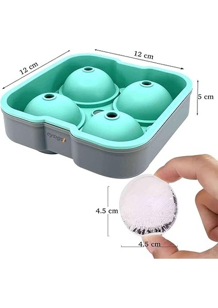 Chef Eysigo Büyük Boy Silikon 4 Bölmeli Top Buz Kalıbı, Sarı Gri (Yeşil Gri) fiyatları