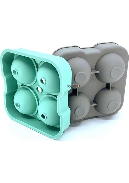 Chef Eysigo Büyük Boy Silikon 4 Bölmeli Top Buz Kalıbı, Sarı Gri (Yeşil Gri) indirimleri
