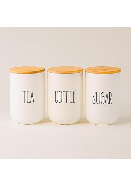 Beyaz Cam Kahve, Şeker ve Çay Saklama Kavanoz Seti Hava Geçirmez (3'lü Set) Baharatlık, Beyaz fiyatları