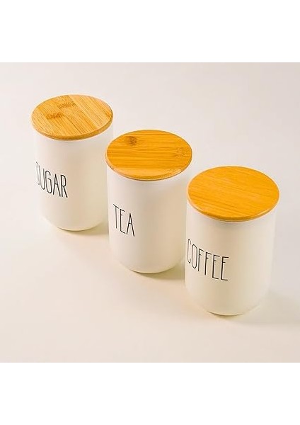 Beyaz Cam Kahve, Şeker ve Çay Saklama Kavanoz Seti Hava Geçirmez (3'lü Set) Baharatlık, Beyaz indirimleri