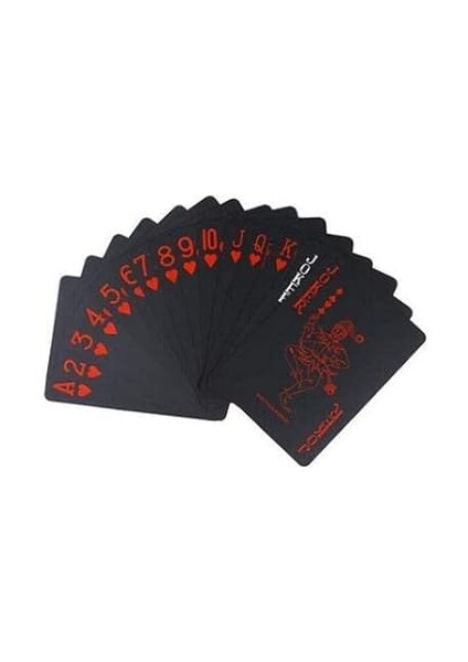 Iskambil Kağıdı Destesi Oyun Kartları Su Geçirmez Pvc Parlak Siyah Deste 8,7cm x 5,7cm 54'lü (Kırmızı) fiyatları