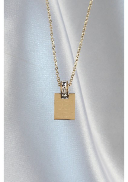 316L Çelik Zincir Gold Renk Zirkon Taşlı Aşk Mektubu Kolye fiyatları