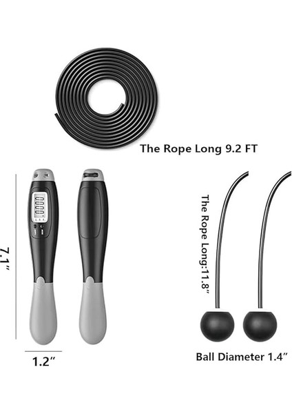 Çift LED Dijital Sayaçlı 4 Modlu Akıllı Çelik Ip Atlama Fitness Kondsiyon Gri fiyatları