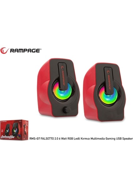 Rms-G7 Falsetto 2.0 6 Watt Rgb Ledli Kırmızı Multimedia Gaming USB Speaker, Oyuncu Hoparlör fiyatları